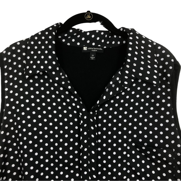 Valerie Bertinelli Sleeveless Polkadot Tunic top Hi Lo Hem, Mixed Media, SZ 2X - Picture 3 of 6